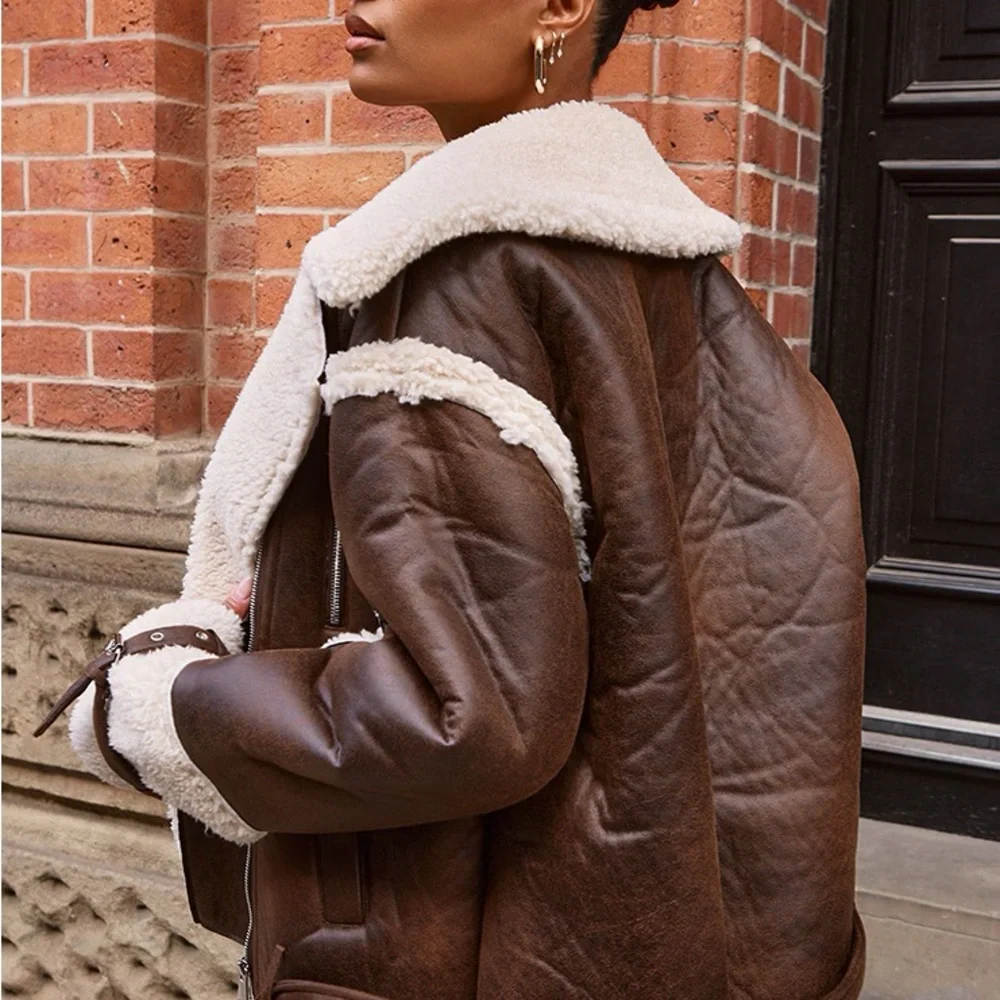 Brown Shearling Jacket - Picture 2 of 5
